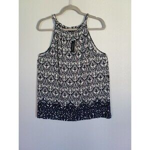 Max Edition Women's Sleeveless Blouse Top Navy Blue & White Size XL - NEW